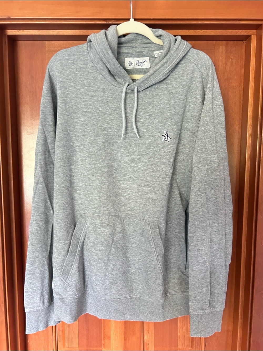 Original Penguin Heather Gray Hooded Pullover Sweatshirt